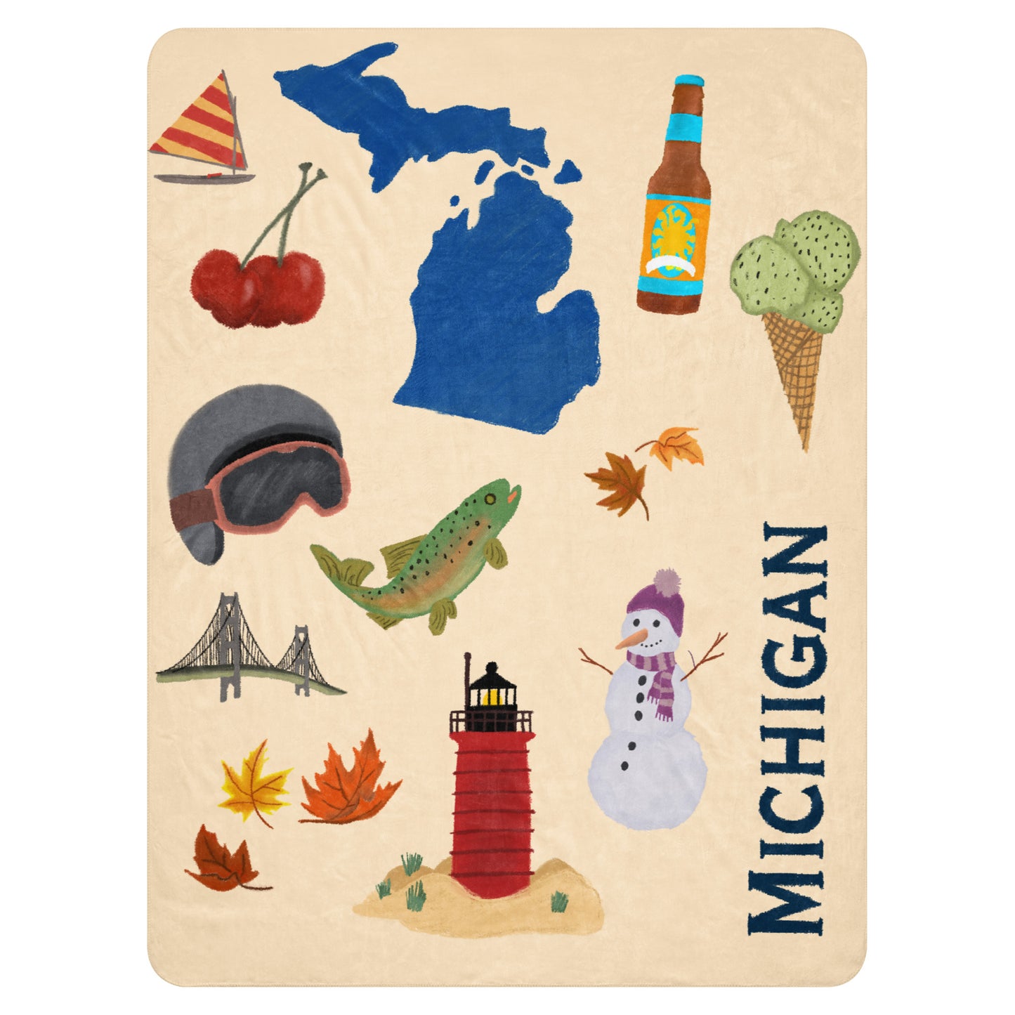 Cozy State of Michigan Blanket